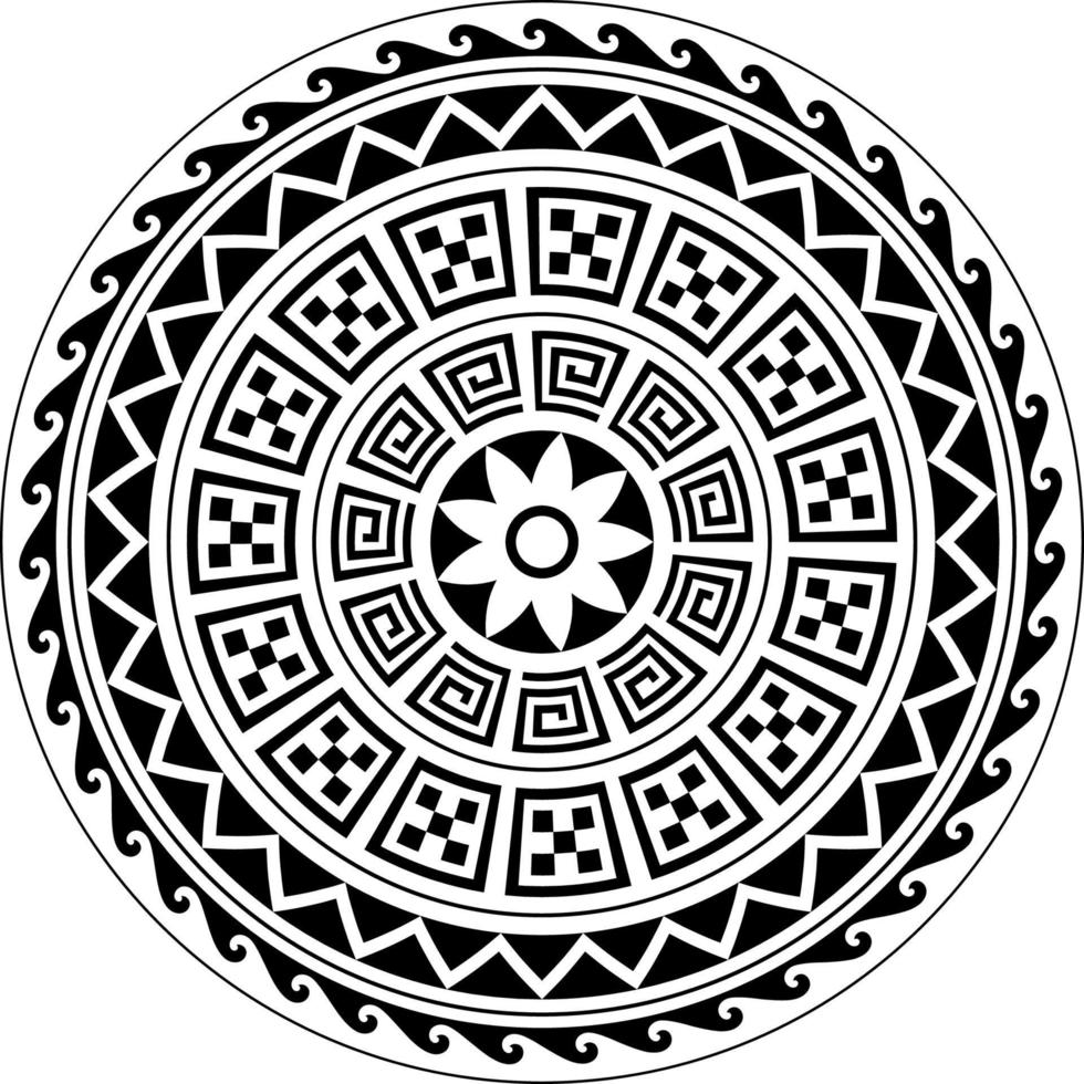 mandala tribal, mandala polinesio tribal circular abstracto, ornamento geométrico del vector del estilo hawaiano polinesio geométrico