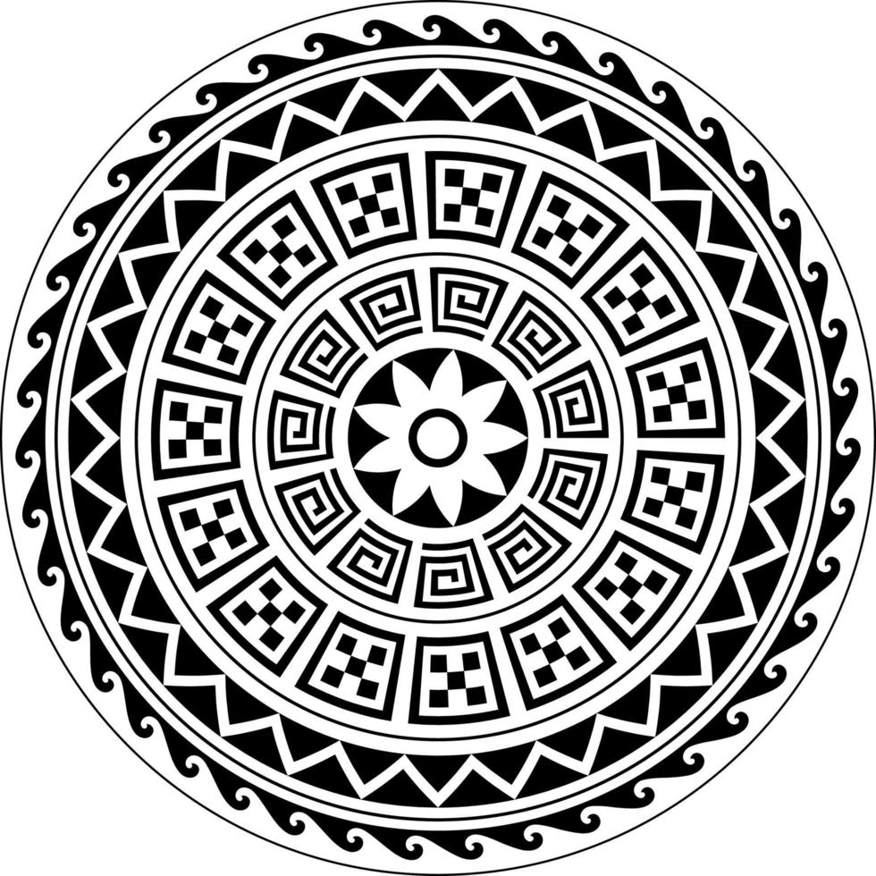 Tribal Mandala, Abstract Circular Tribal Polynesian mandala, Geometric Polynesian Hawaiian style vector ornament