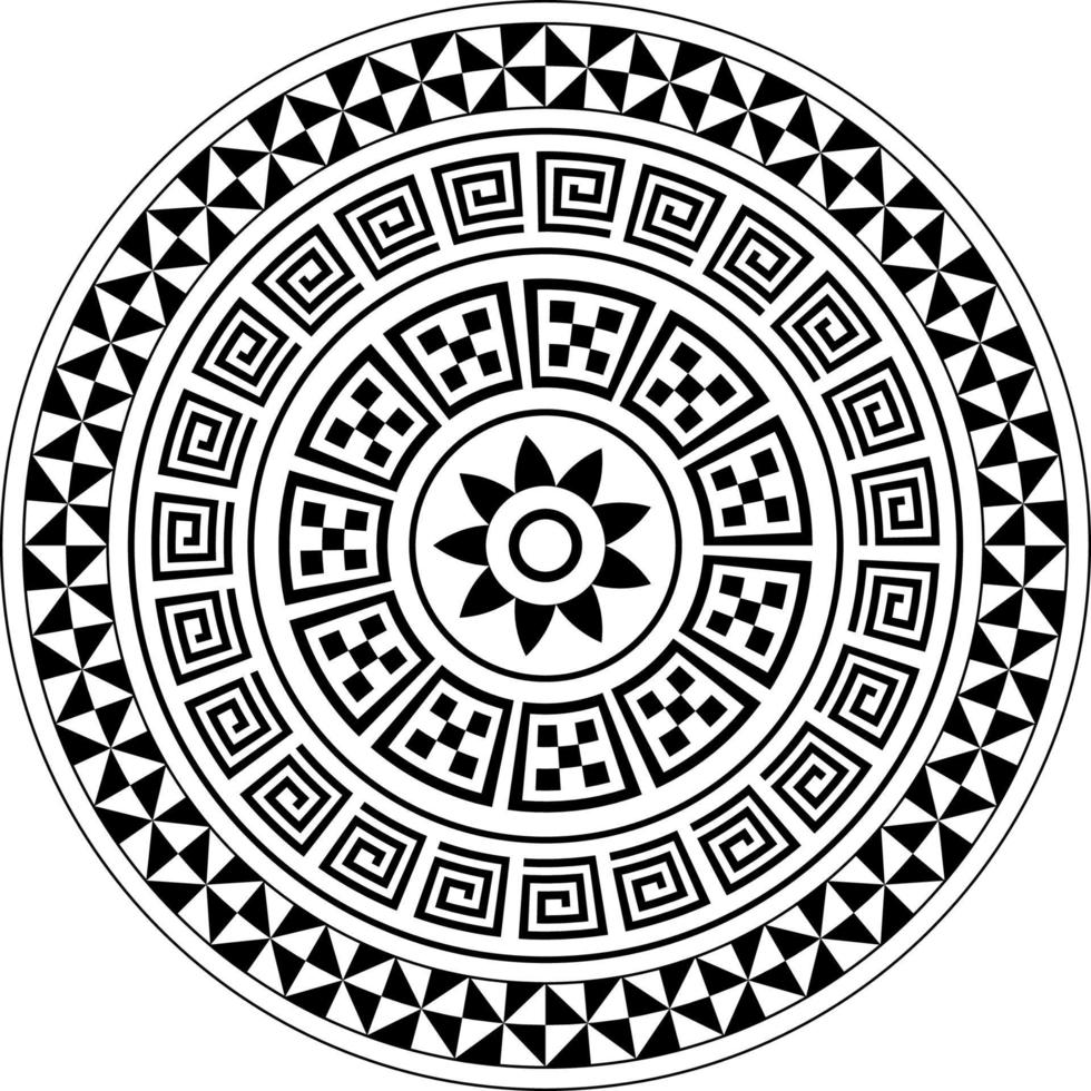 diseño de mandala geométrico tribal, vector de ilustración de mandala de estilo de tatuaje hawaiano polinesio en blanco y negro para diseño de arte de pared, decoración
