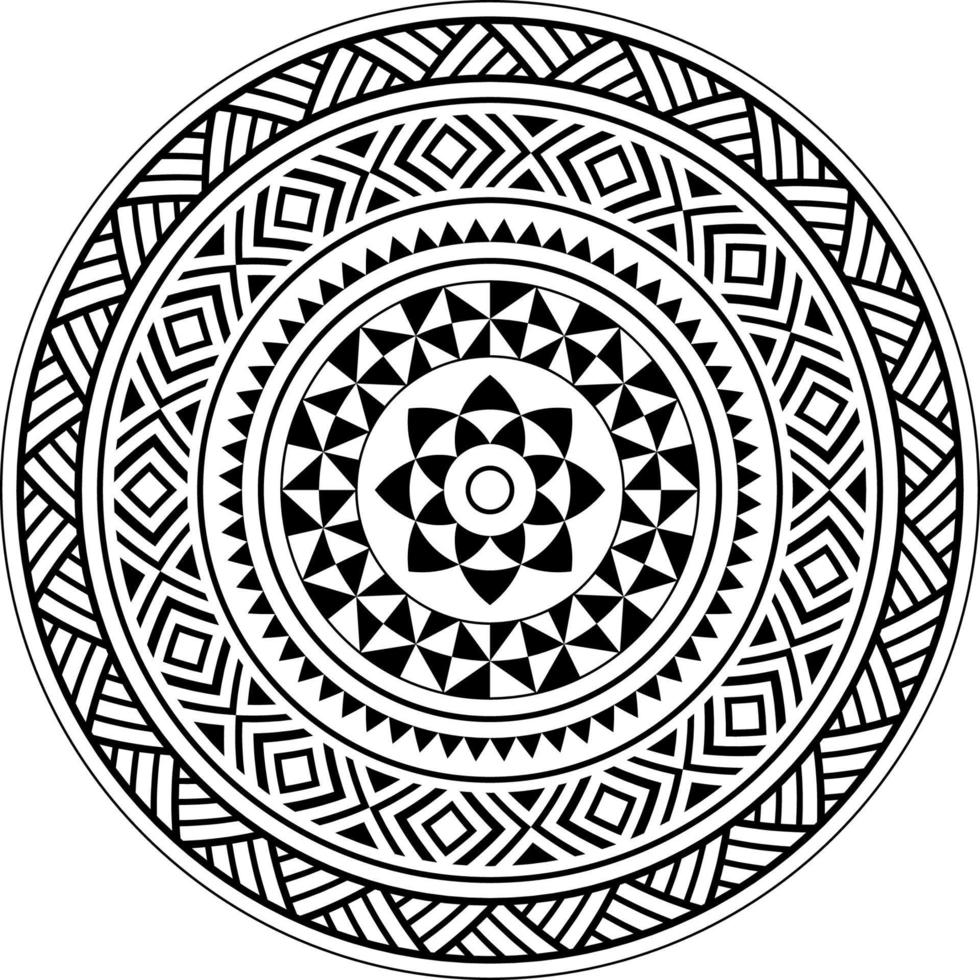 Tribal mandala, Polynesian circle tattoo style mandala, polynesian hawaiian mandala pattern vector, inspired by traditional art from Polynesia vector