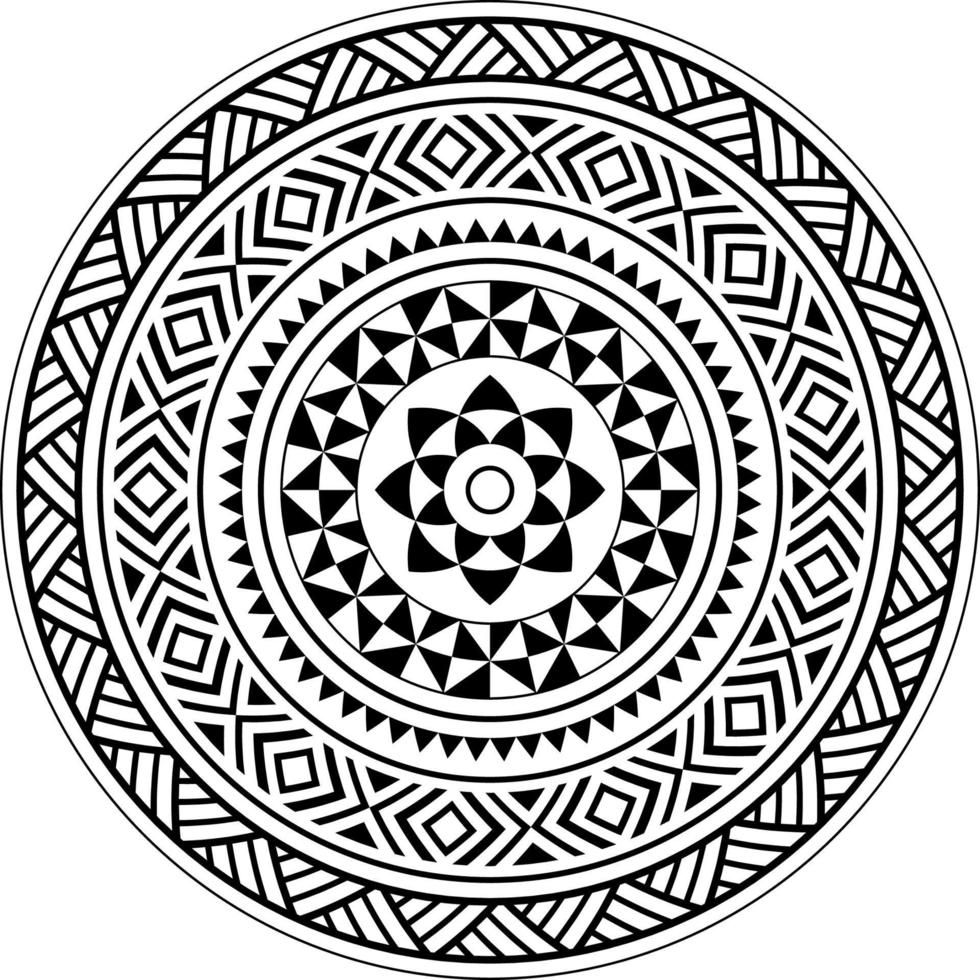 mandala tribal, mandala de estilo de tatuaje de círculo polinesio, vector de patrón de mandala hawaiano polinesio, inspirado en el arte tradicional de la polinesia