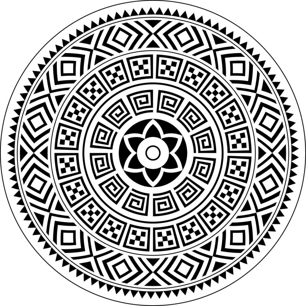 Tribal ornamental round pattern mandala. geometric ethnic style vector ornament. Abstract textured circular Polynesian pattern