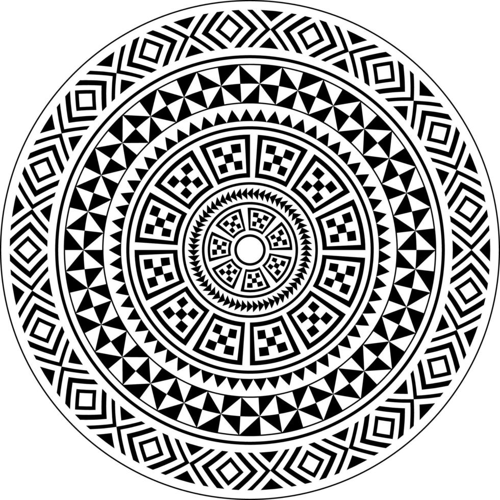 Tribal circle shape, Polynesian mandala design pattern vector Abstract geometric ornament design