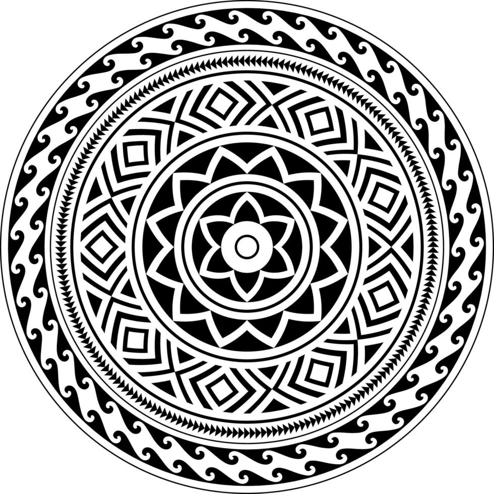 Tribal Mandala, Abstract Circular Tribal Polynesian mandala, vector ornament for wall art design
