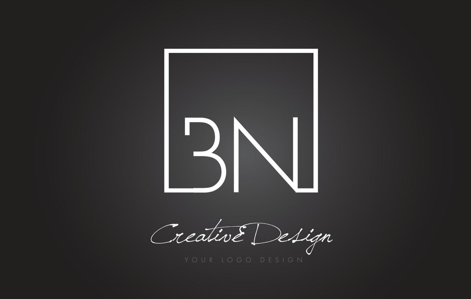 Diseño de logotipo de letra de marco cuadrado bn con colores blanco y negro. vector