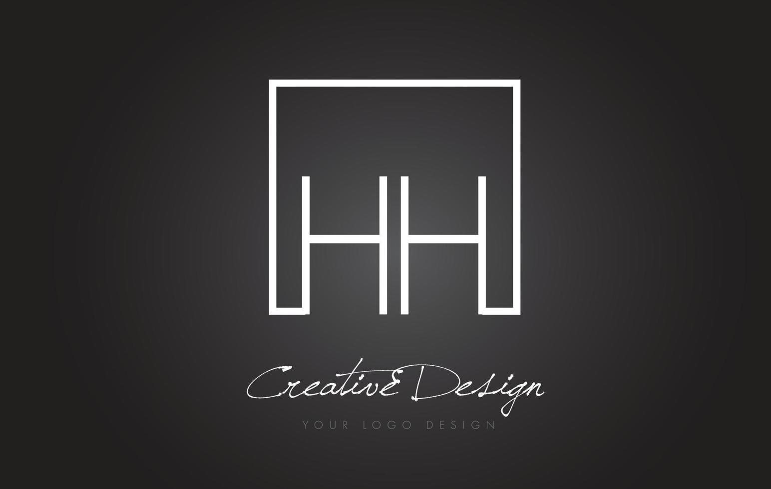 Diseño de logotipo de letra de marco cuadrado hh con colores blanco y negro. vector