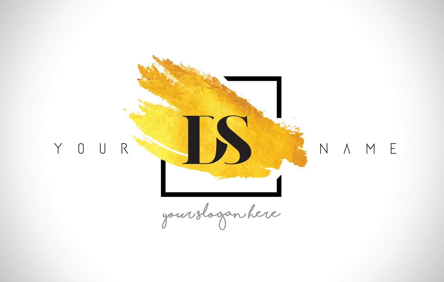 DS Golden Letter Logo Design with Creative Gold Brush Stroke vector