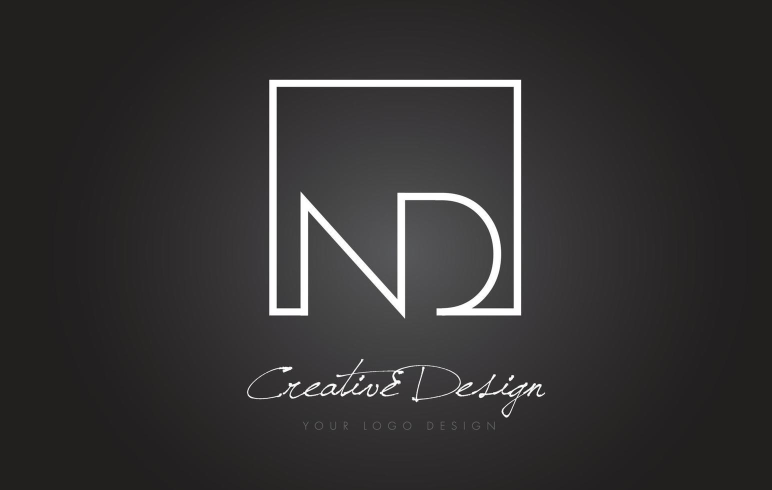 ND Square Frame Letter Logo Design with Black and White Colors. vector