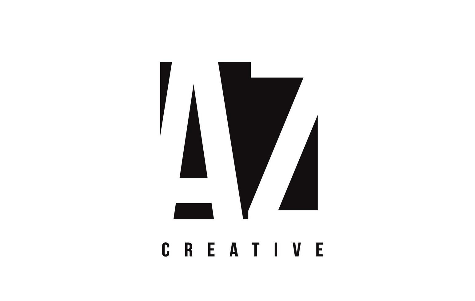 AZ A Z White Letter Logo Design with Black Square. vector