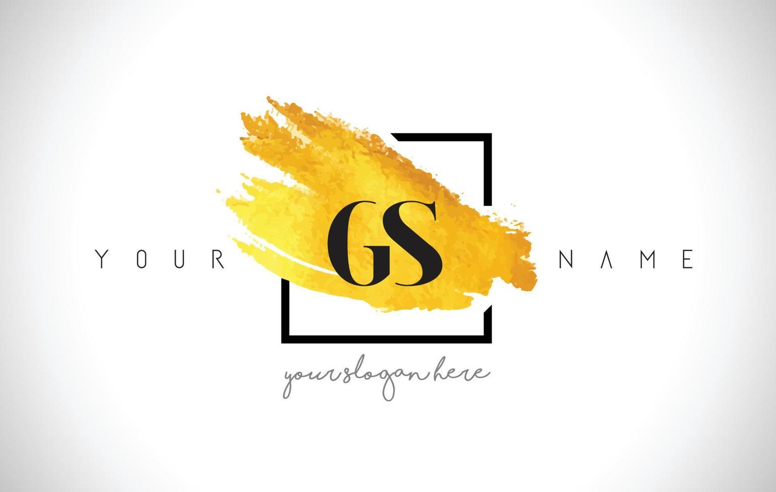 GS Golden Letter Logo Design with Creative Gold Brush Stroke vector