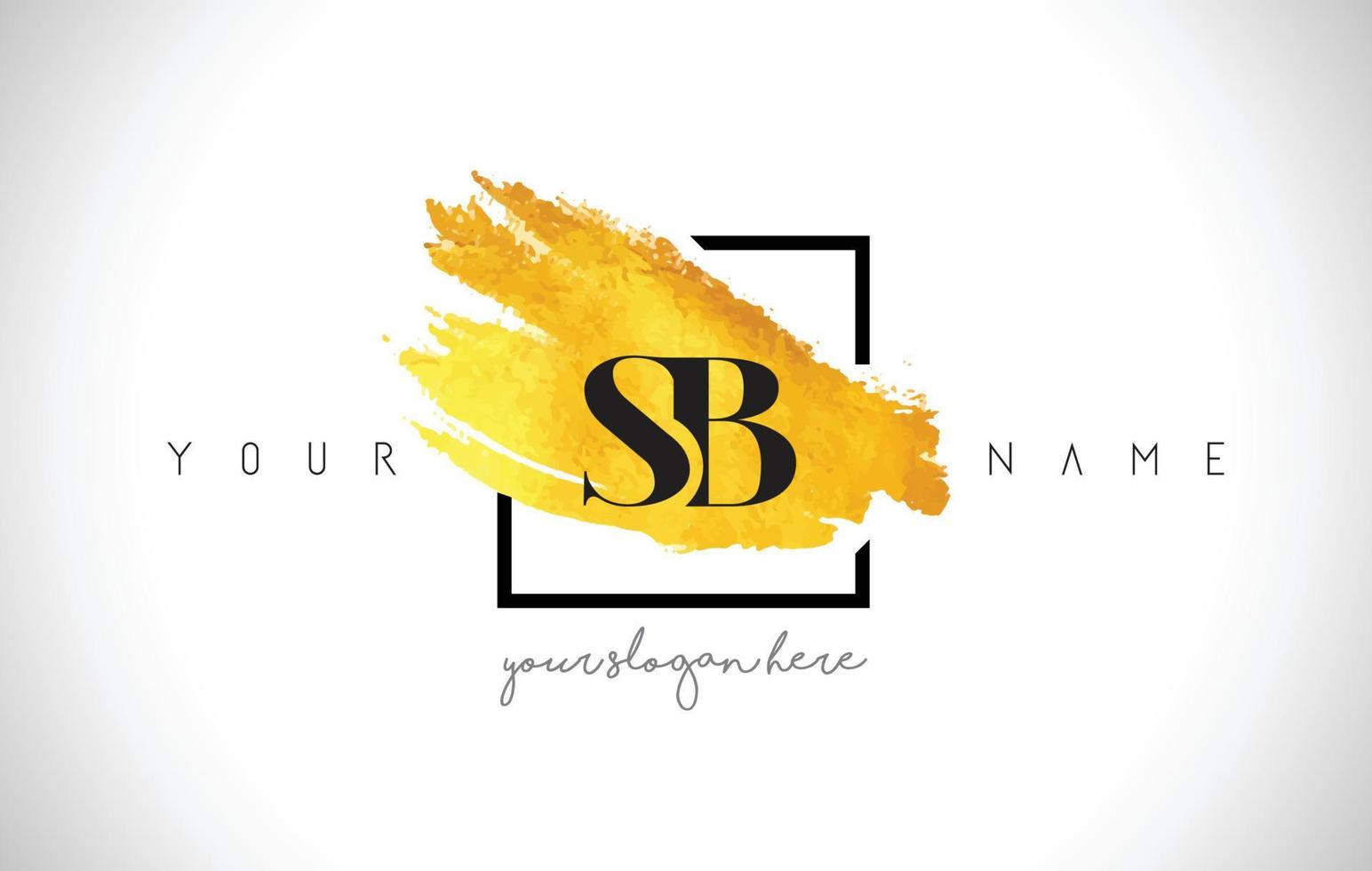 SB Golden Letter Logo Design with Creative Gold Brush Stroke vector