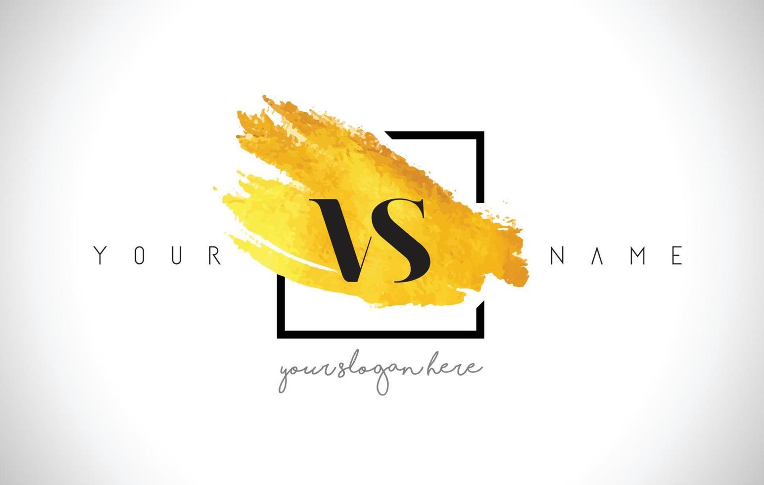 VS Golden Letter Logo Design with Creative Gold Brush Stroke vector
