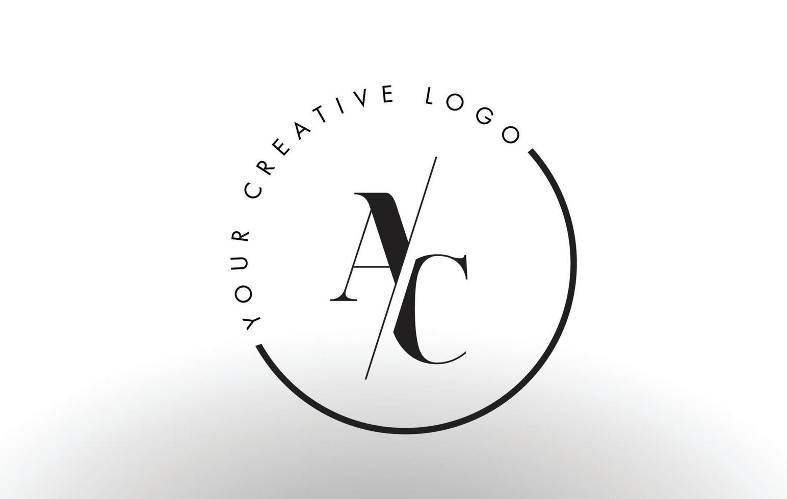 AC Serif Letter Logo Design with Creative Intersected Cut. vector