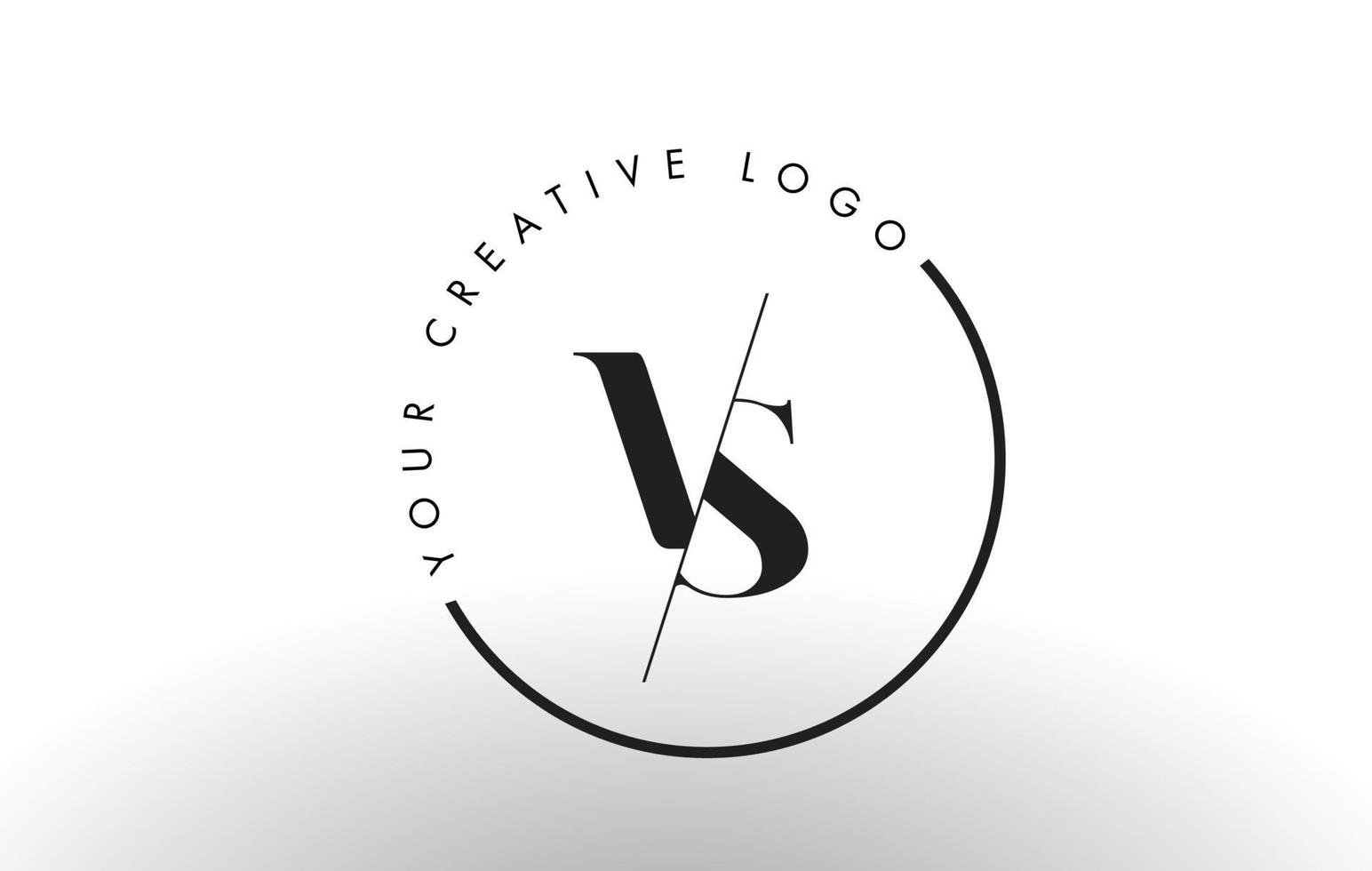 vs diseño de logotipo de letra serif con corte cruzado creativo. vector