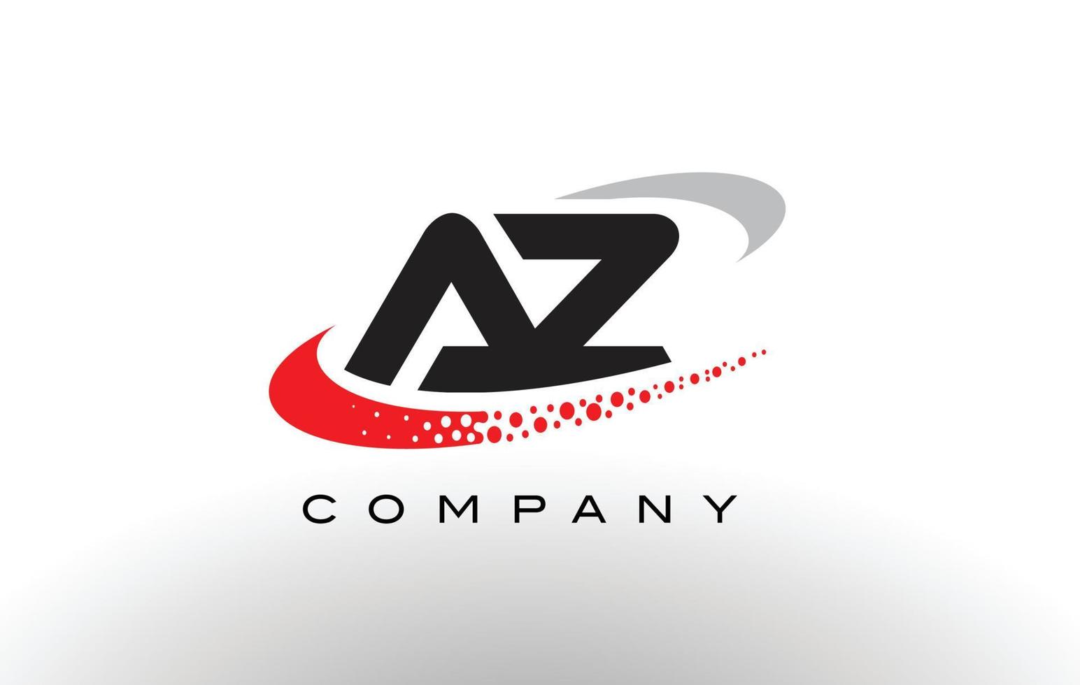AZ Modern Letter Logo Design with Red Dotted Swoosh vector