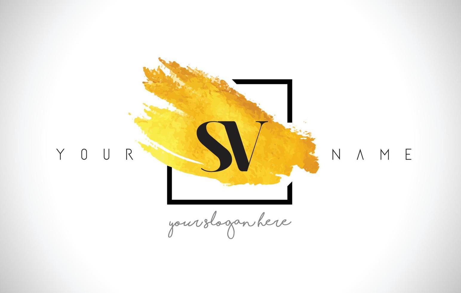 SV Golden Letter Logo Design with Creative Gold Brush Stroke vector