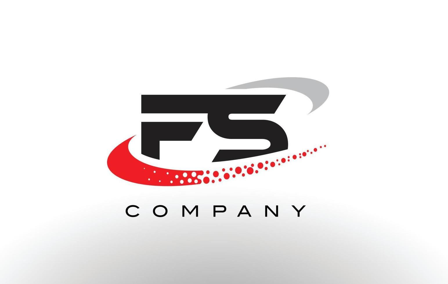 Diseño de logotipo de letra moderna FS con swoosh punteado rojo vector