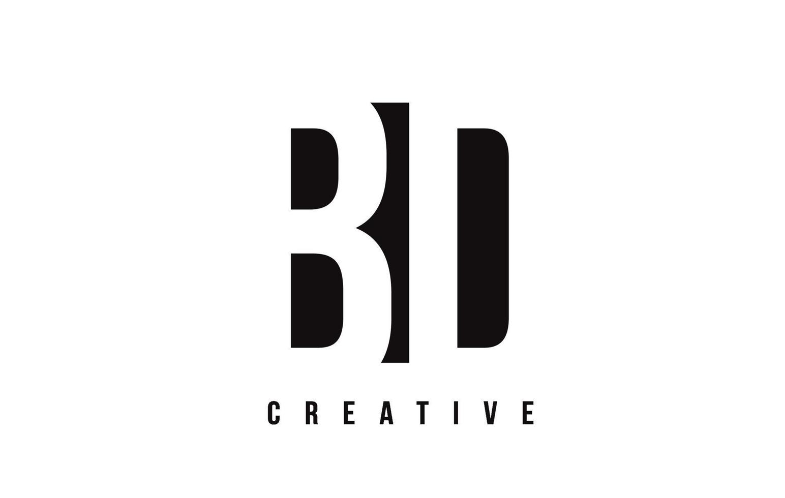 BD B D White Letter Logo Design with Black Square. vector