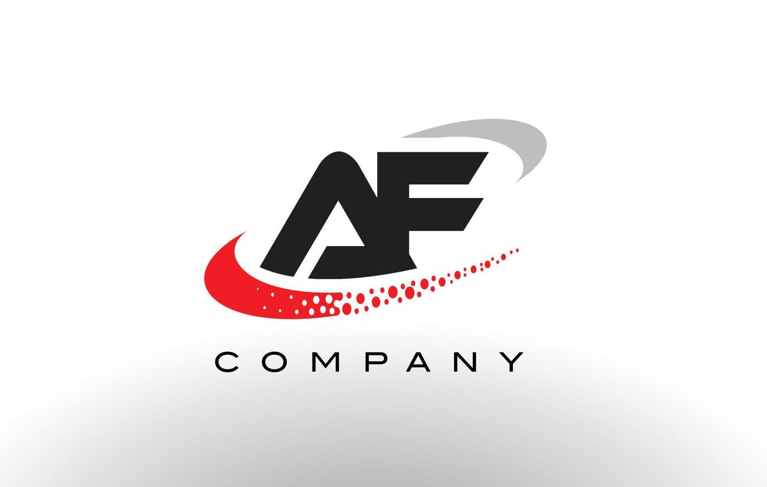 AF Modern Letter Logo Design with Red Dotted Swoosh vector