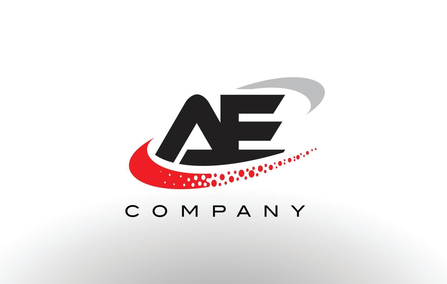 Diseño de logotipo de letra moderna ae con swoosh punteado rojo vector