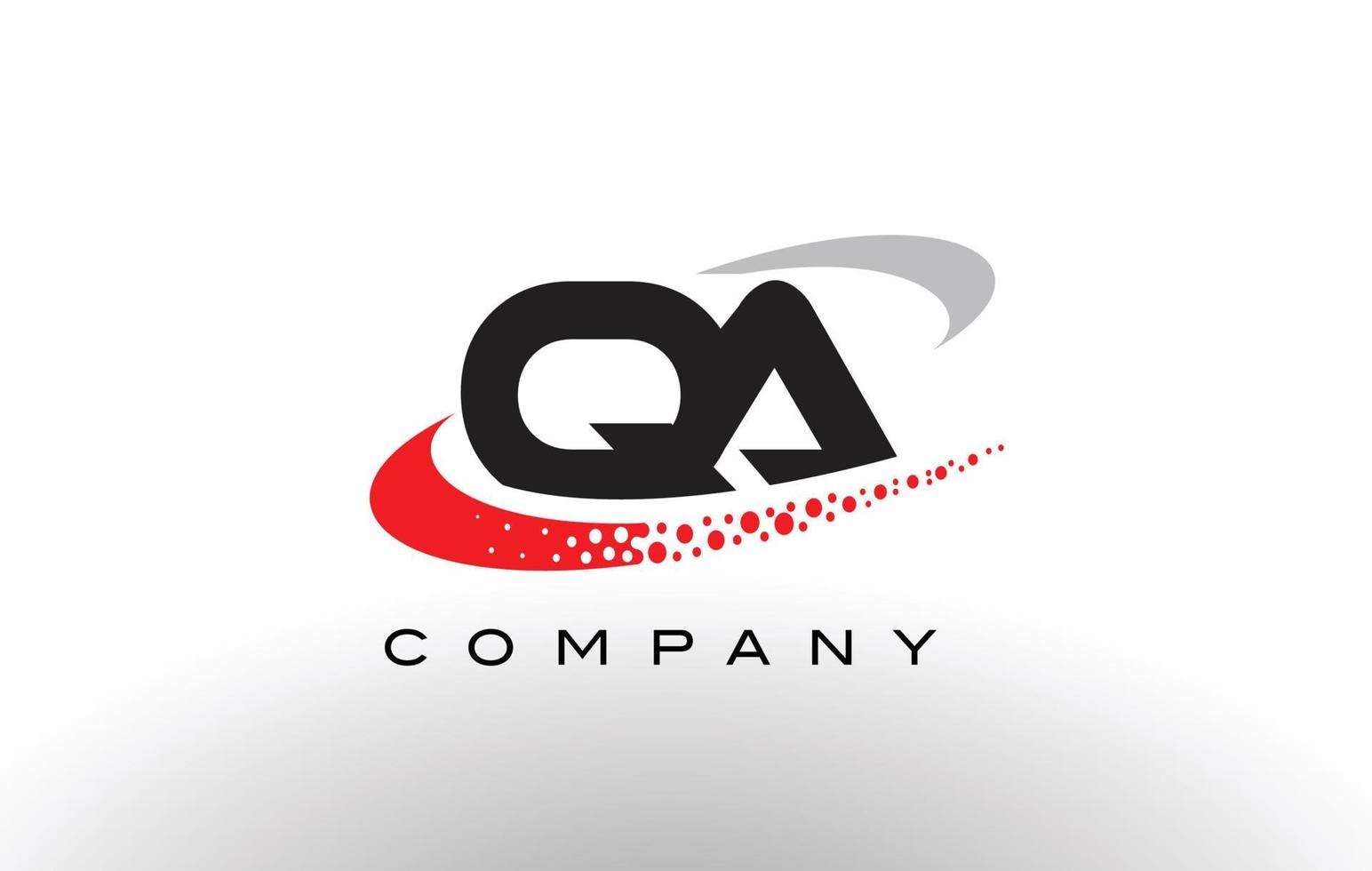 Diseño de logotipo de letra moderna qa con swoosh punteado rojo vector