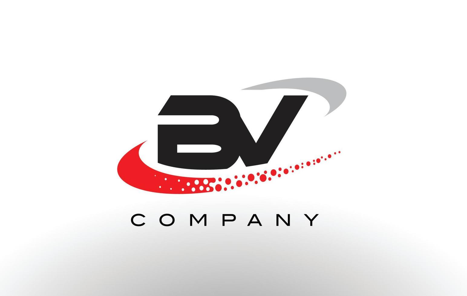 BV Modern Letter Logo Design with Red Dotted Swoosh vector