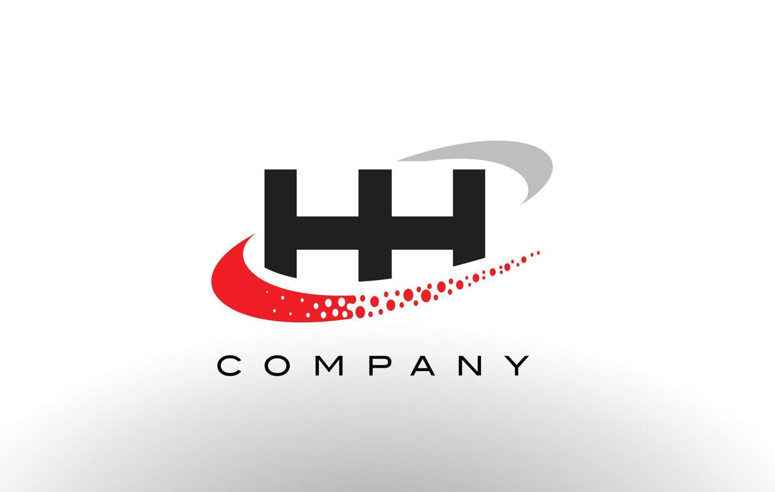 Diseño de logotipo de letra moderna hh con swoosh punteado rojo vector