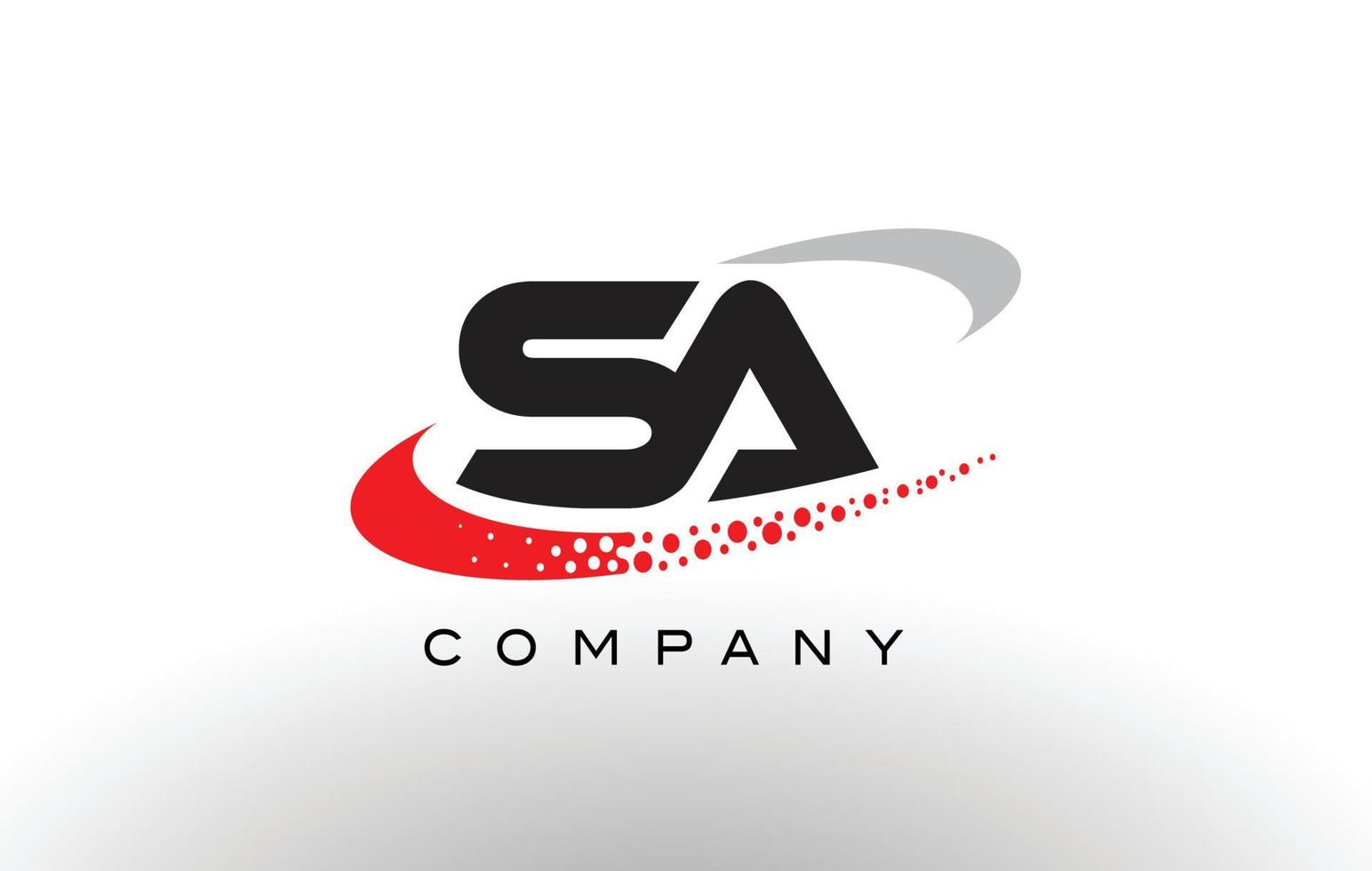 SA Modern Letter Logo Design with Red Dotted Swoosh vector
