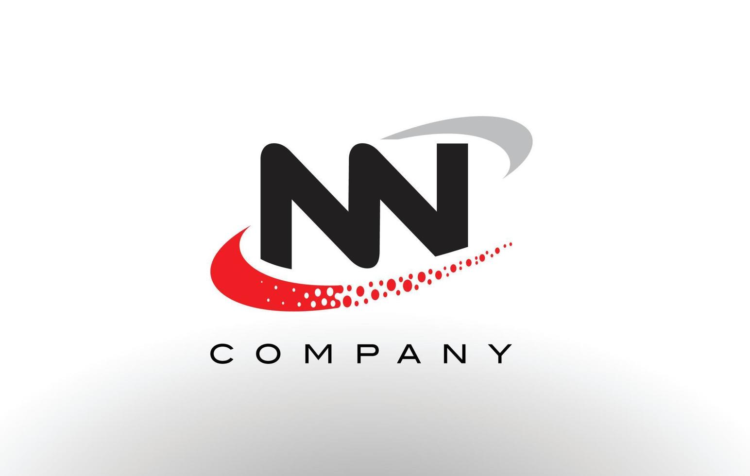 NN Modern Letter Logo Design with Red Dotted Swoosh vector