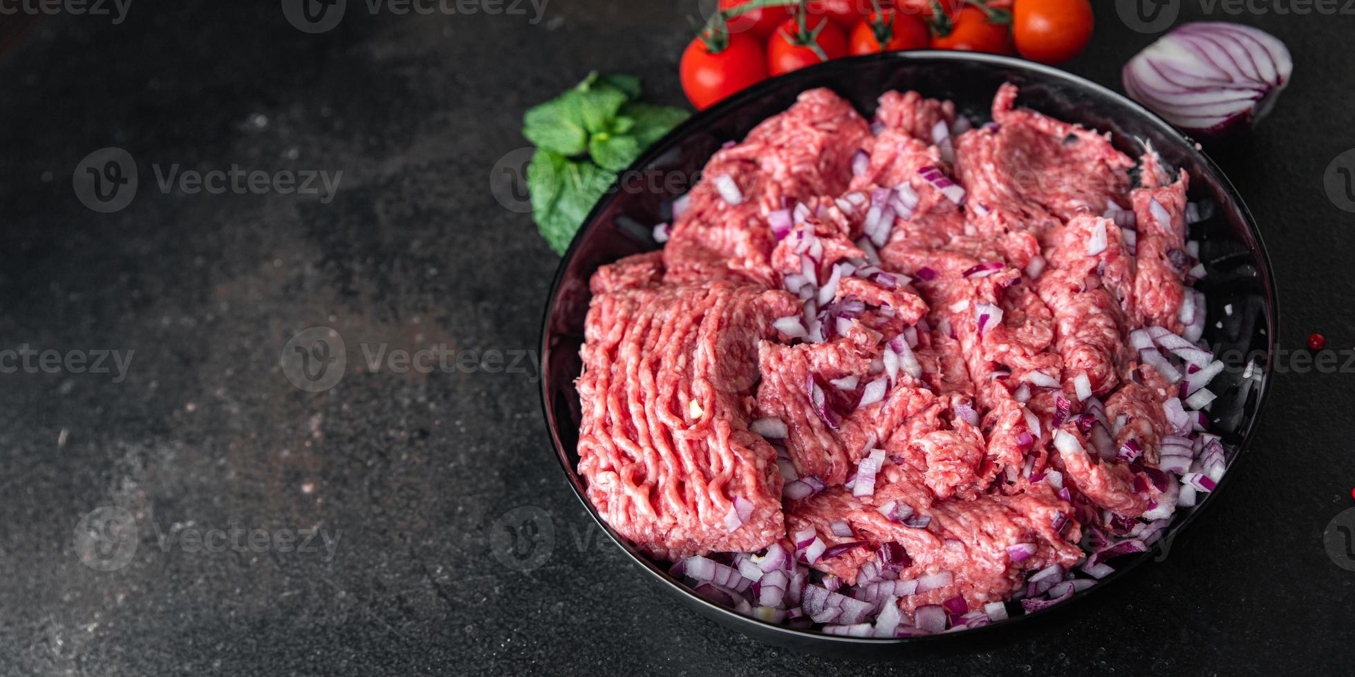 fresh minced meat ground healthy meal food background photo