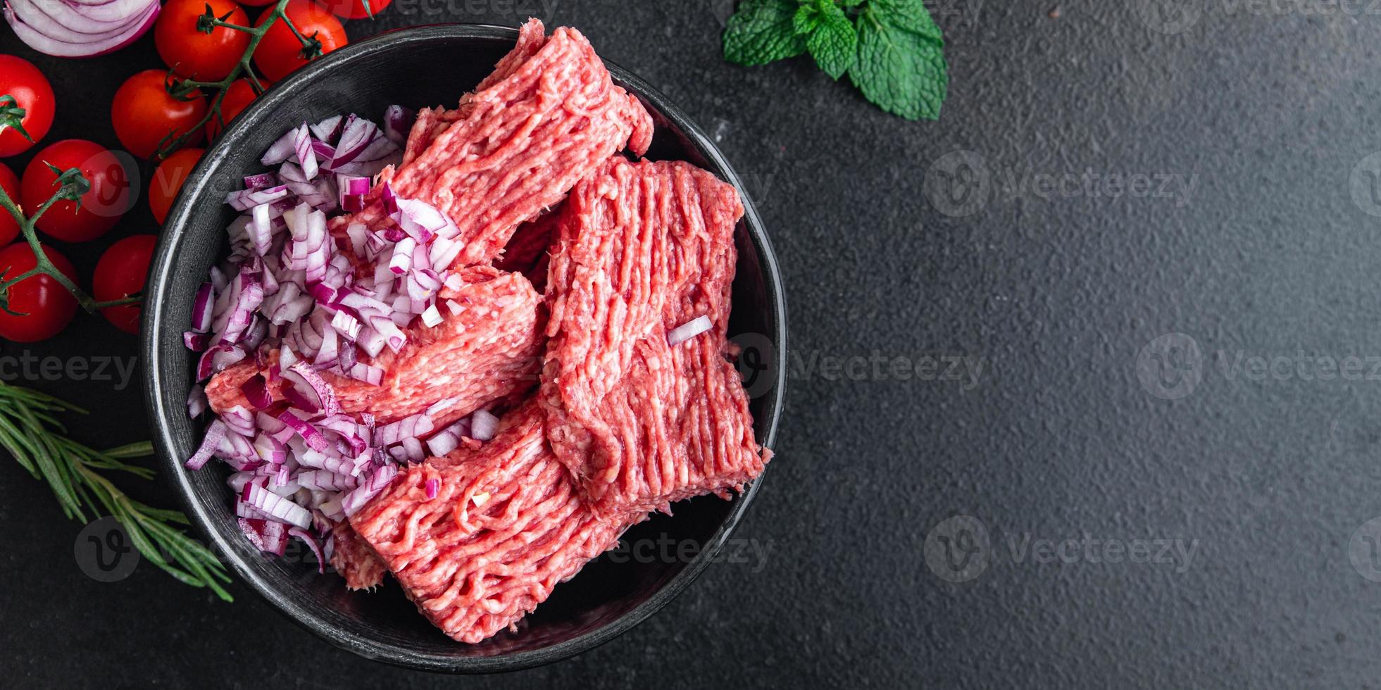 fresh minced meat ground healthy meal food background photo