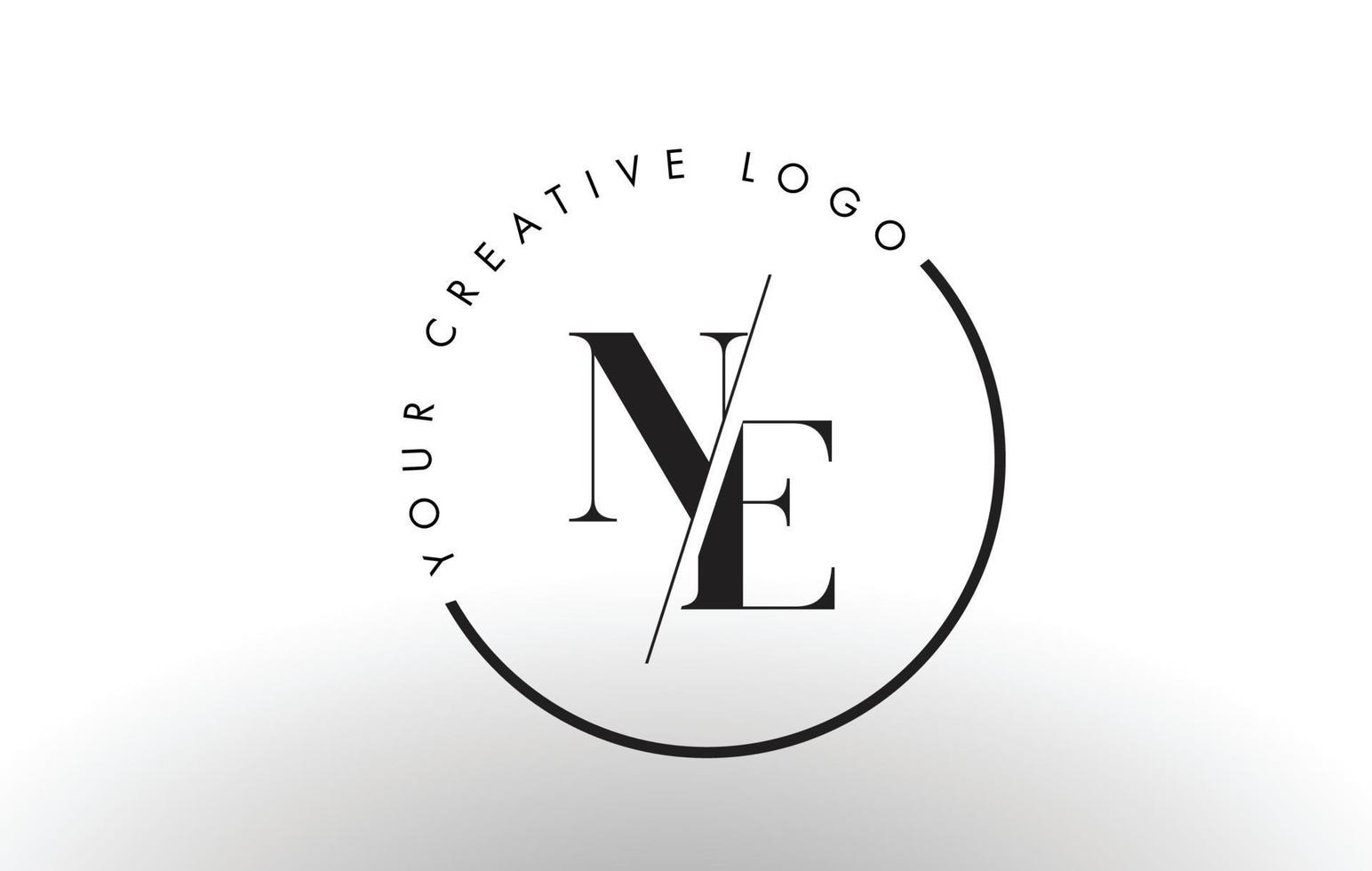 Diseño de logotipo de letra ne serif con corte cruzado creativo. vector