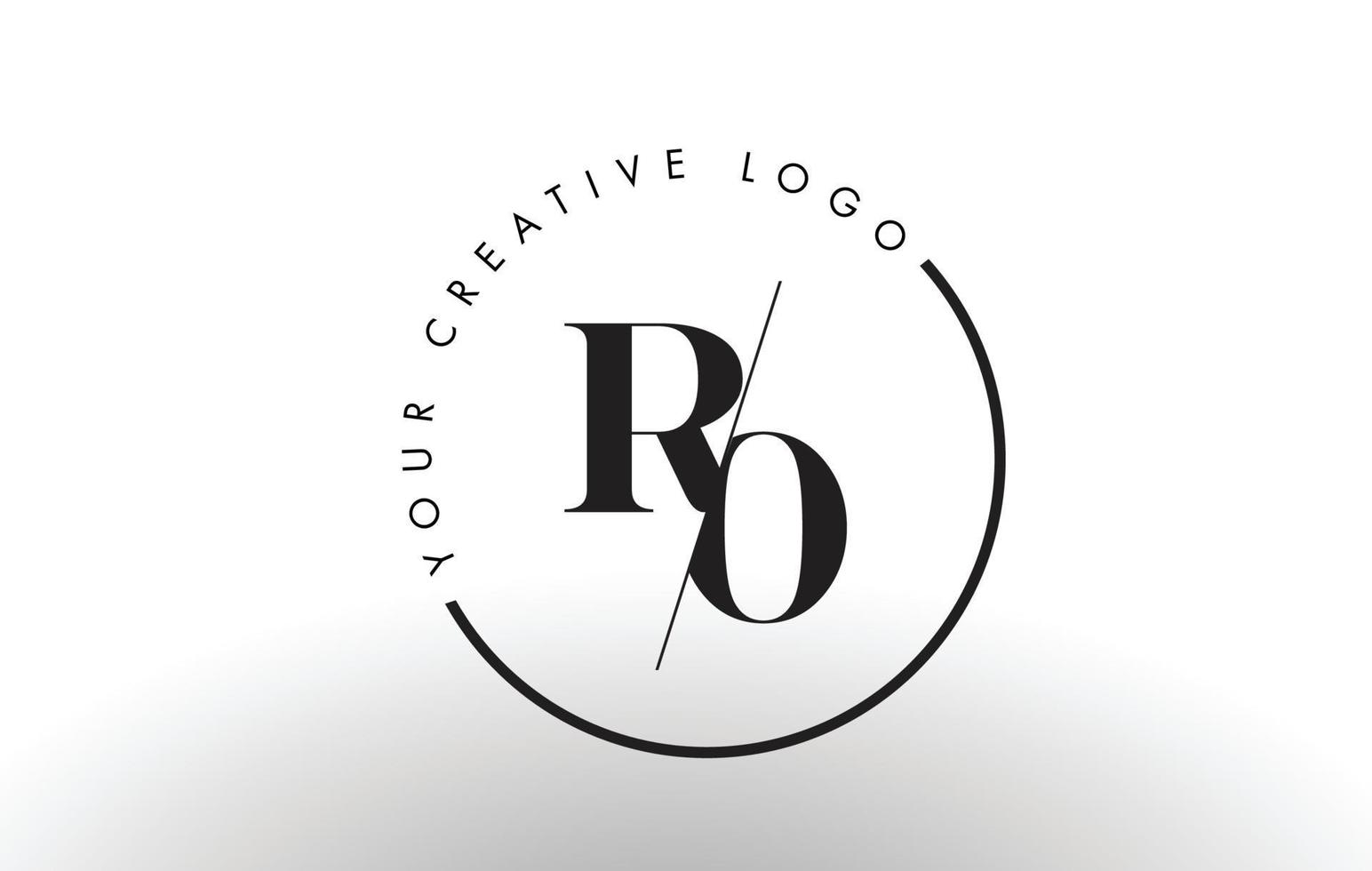 Diseño de logotipo de letra ro serif con corte intersectado creativo. vector