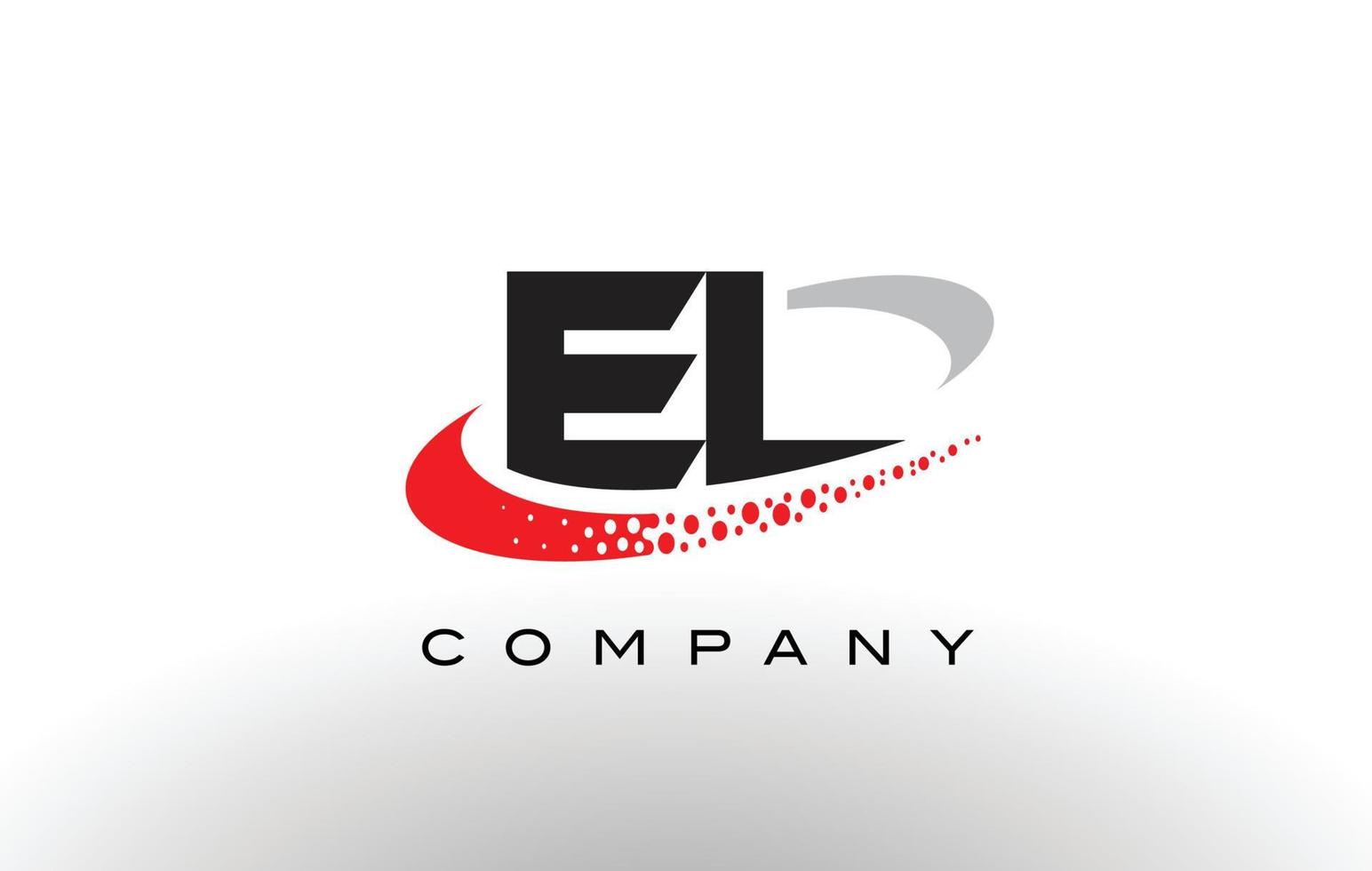 EL Modern Letter Logo Design with Red Dotted Swoosh vector