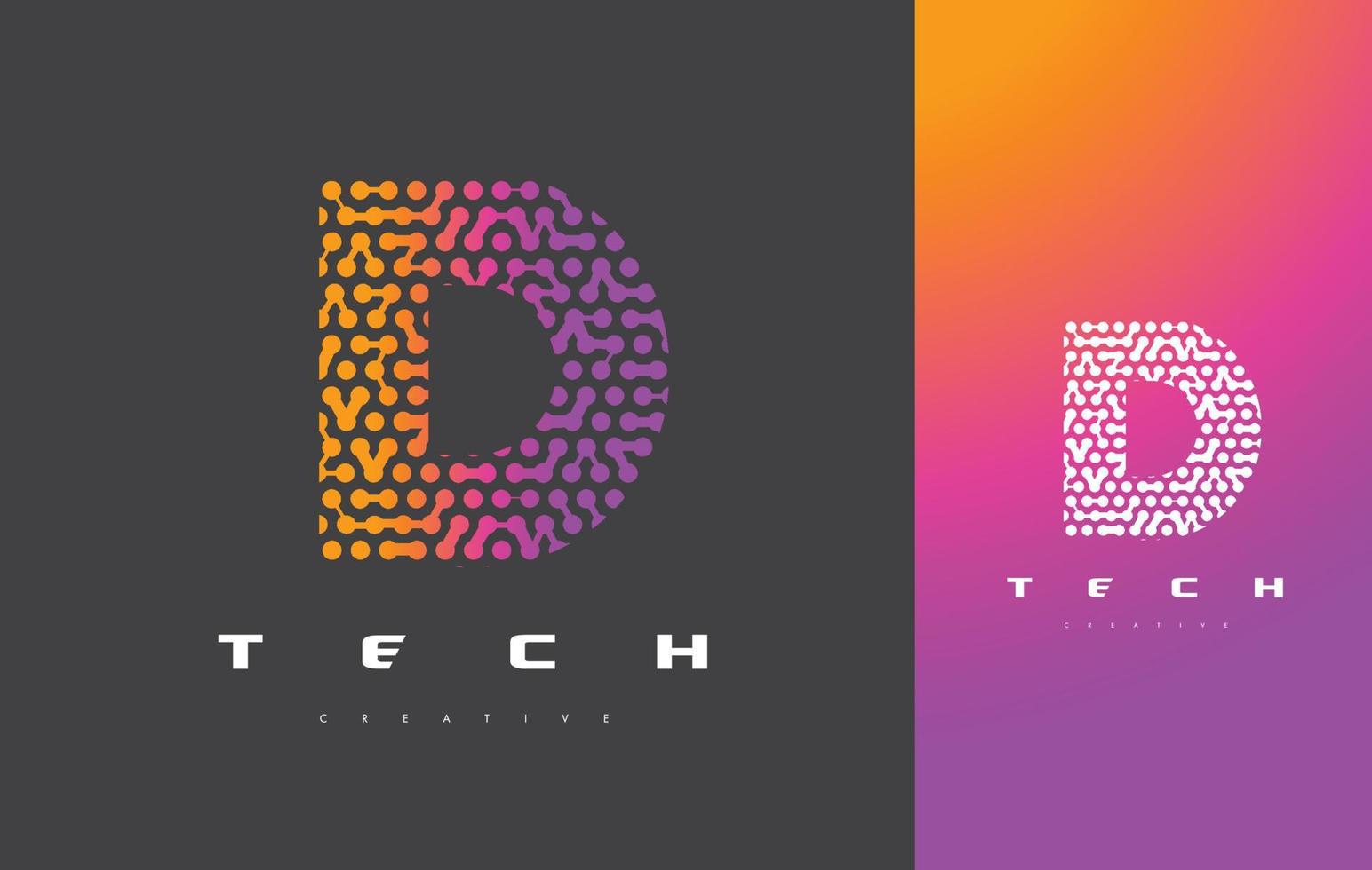 Tecnología del logotipo de la letra d. vector de diseño de letra de puntos conectados.