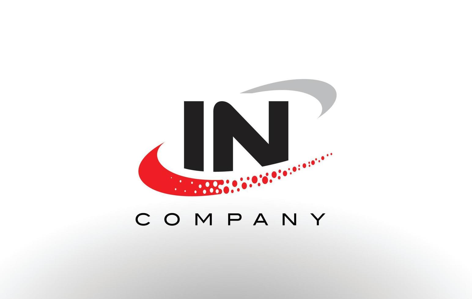 IN Modern Letter Logo Design with Red Dotted Swoosh vector