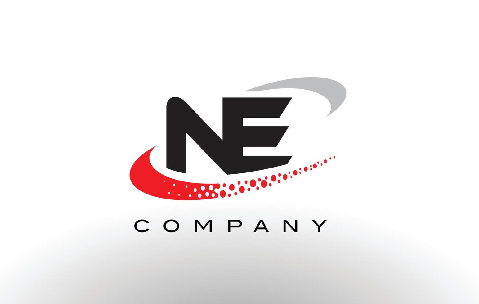 NE Modern Letter Logo Design with Red Dotted Swoosh vector