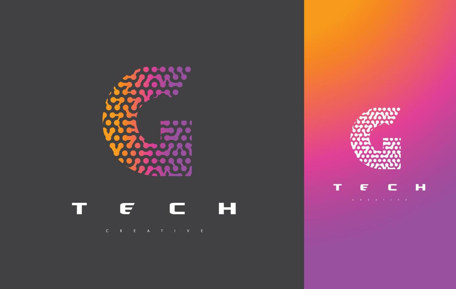 Tecnología de logotipo de letra g. vector de diseño de letra de puntos conectados.