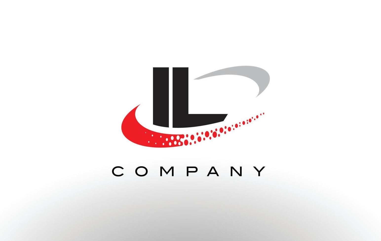 IL Modern Letter Logo Design with Red Dotted Swoosh vector