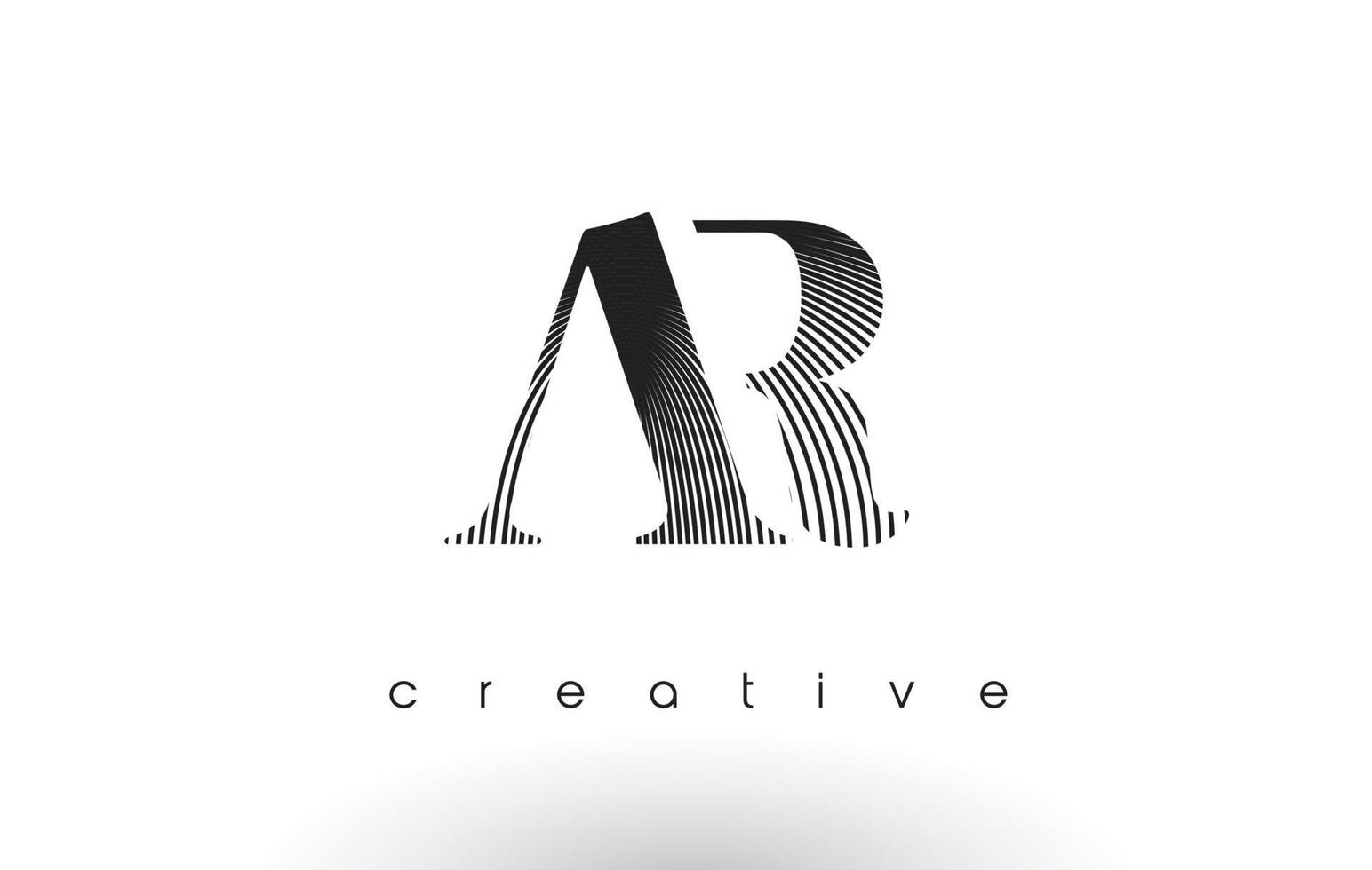 diseño de logo ar con múltiples líneas y colores blanco y negro. vector