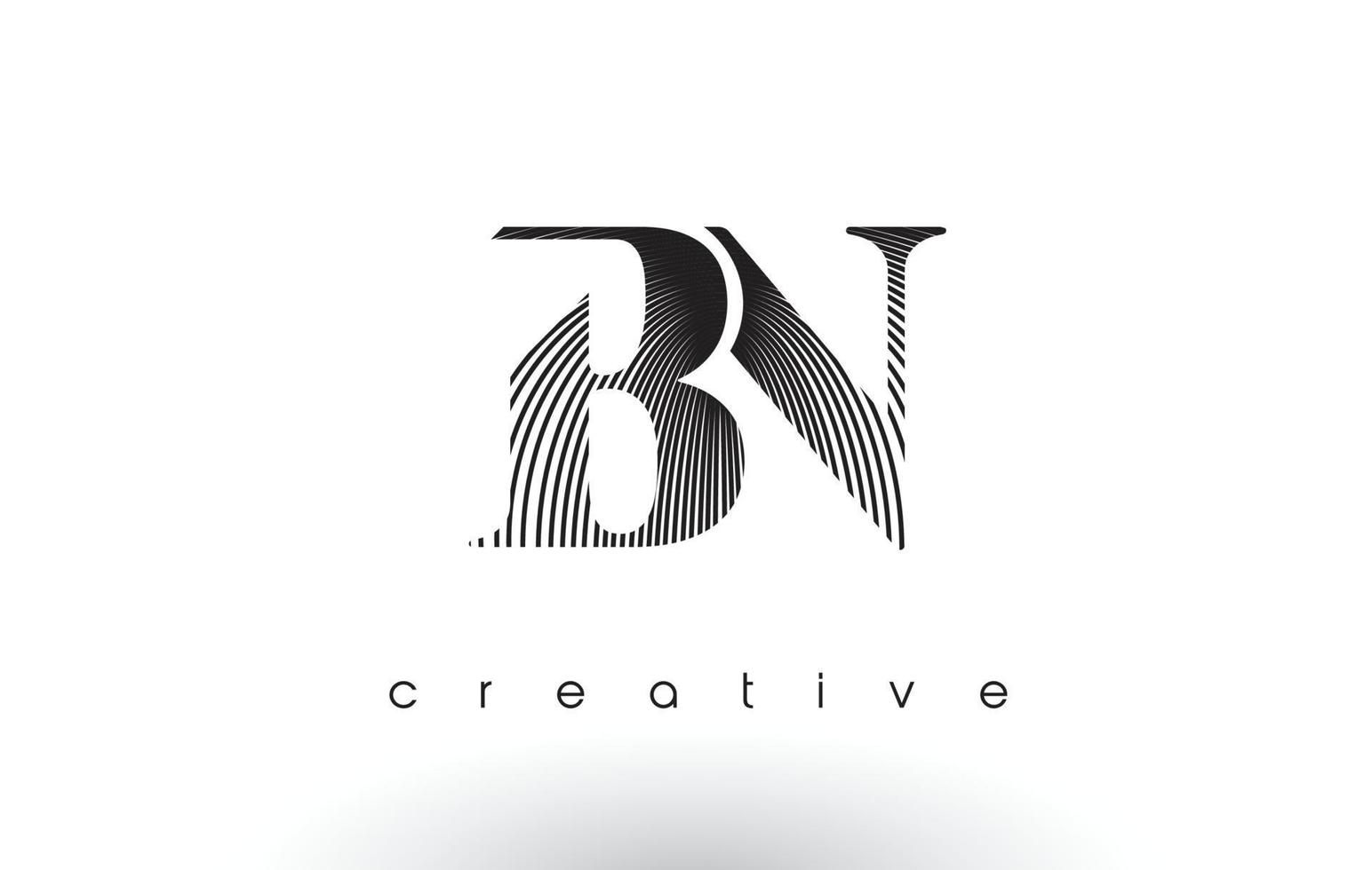 BN Logo Design With Multiple Lines and Black and White Colors. vector