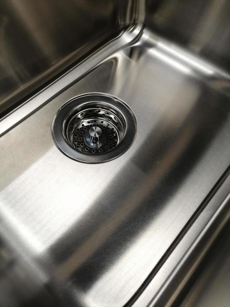 sink metal plumbing for kitchen close-up photo