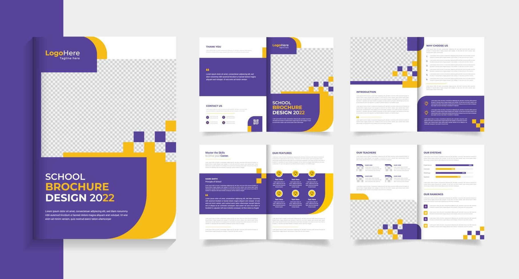 Creative school education brochure design template layout with abstract shapes for learning , teaching purpose vector