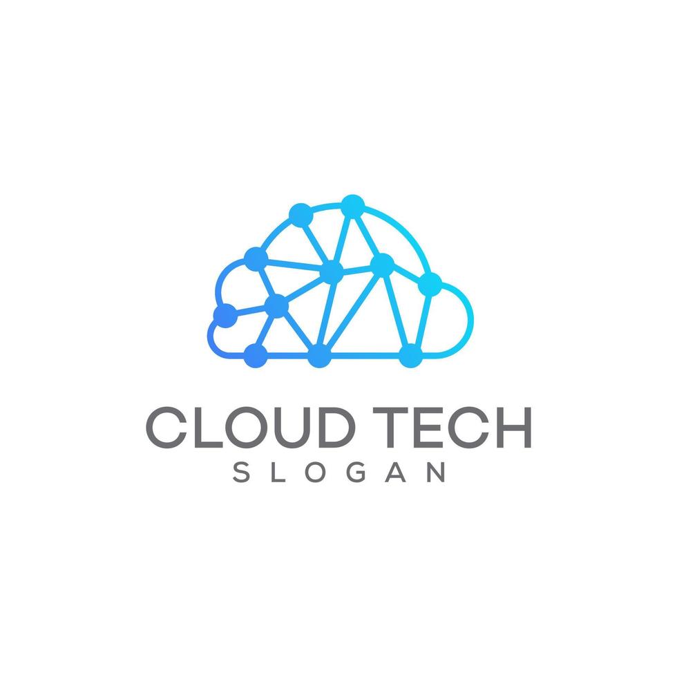 cloud tech logo design template vector