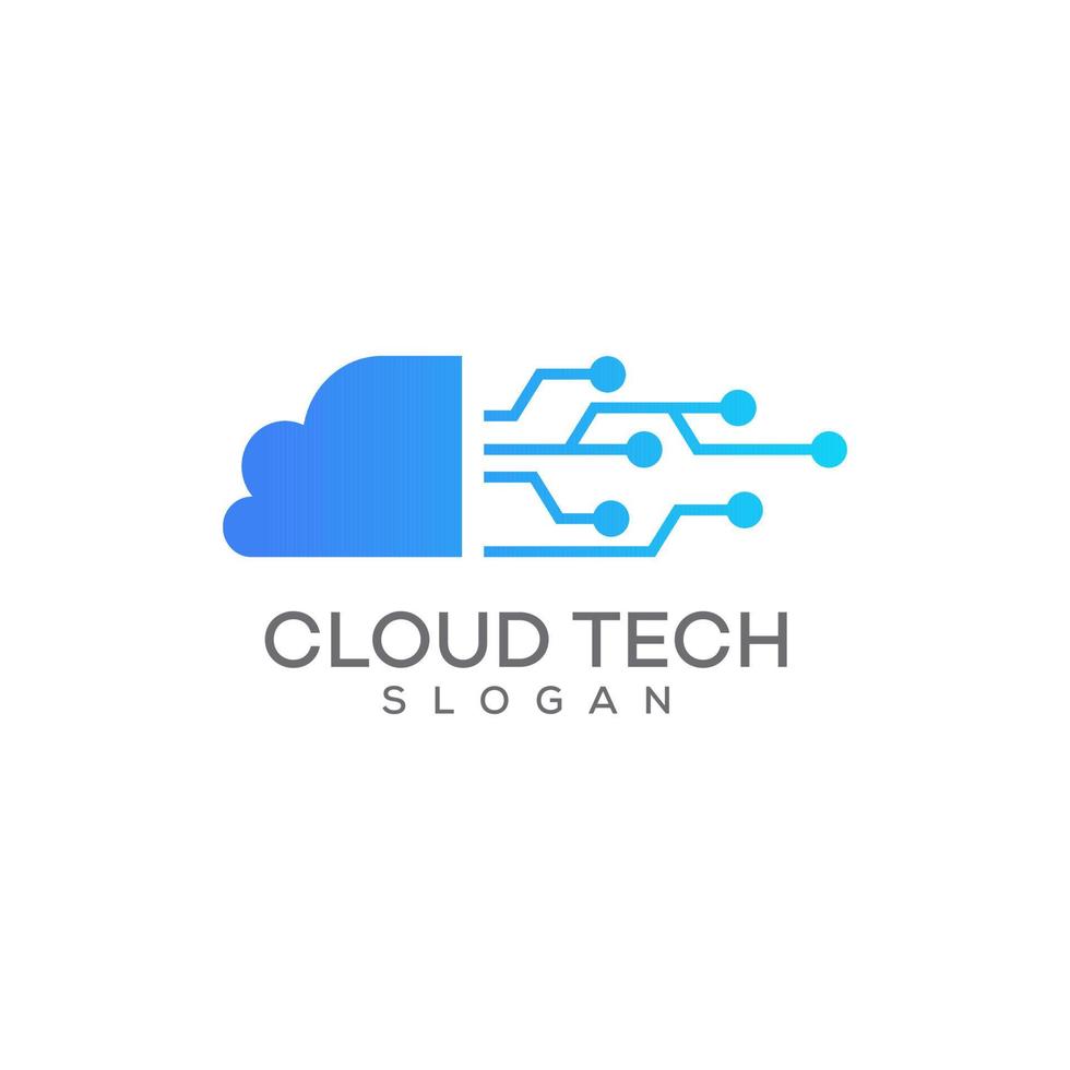 cloud tech logo design template vector