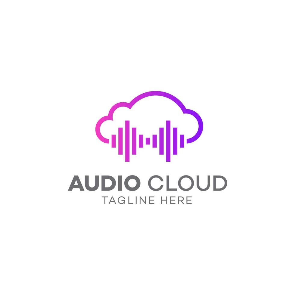 vector de plantilla de diseño de logotipo de nube de audio