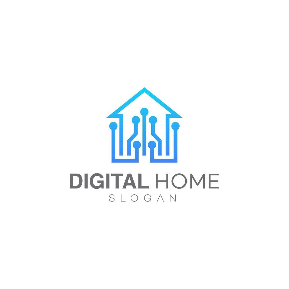 plantilla de diseño de logotipo de casa digital vector