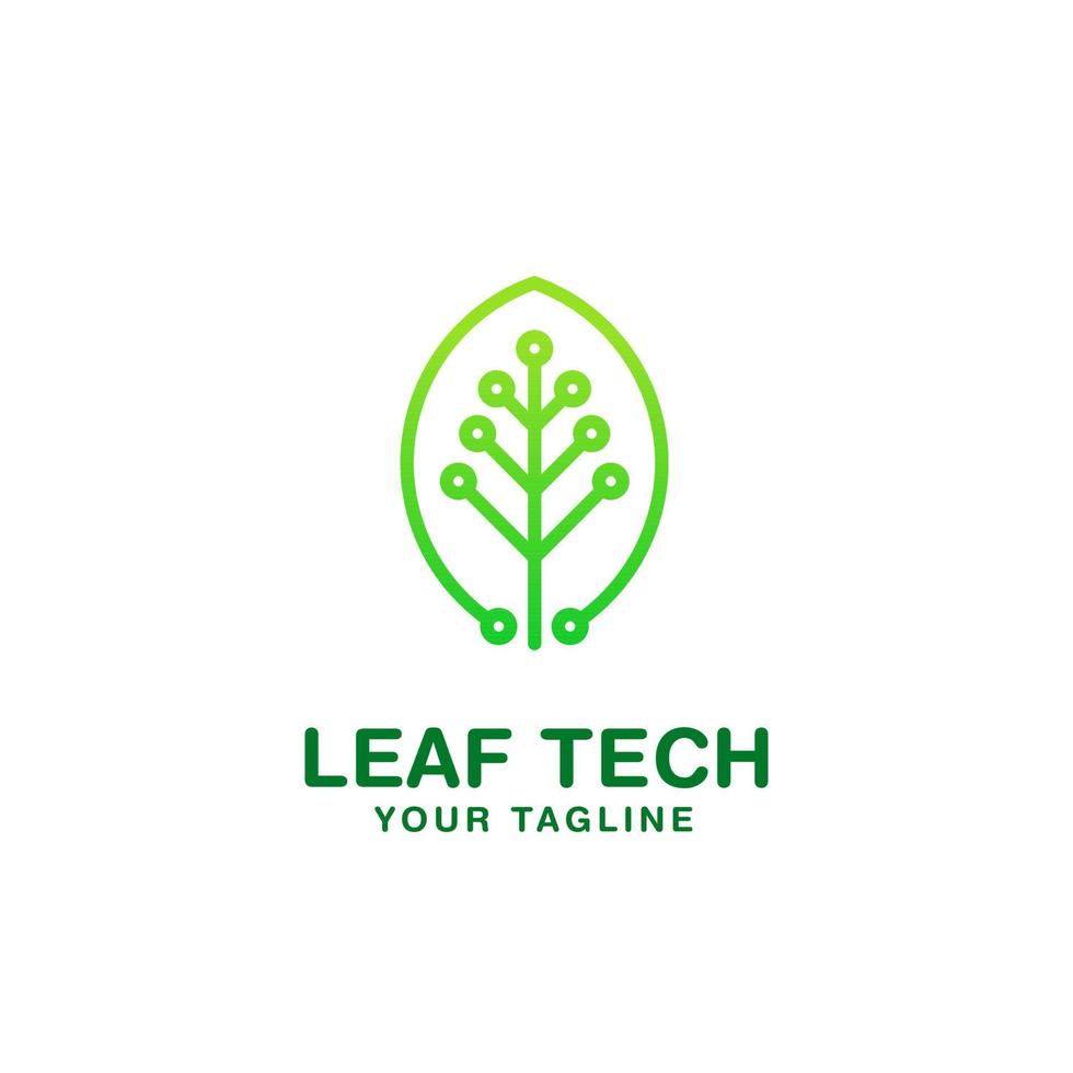 leaf tech logo design template vector