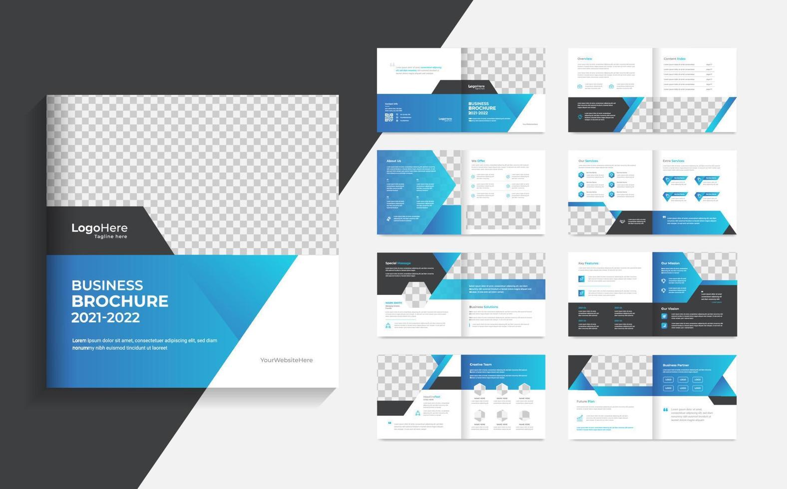 Business square brochure template design, modern shapes premium vector