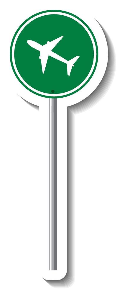 Airport road sign with pole on white background vector